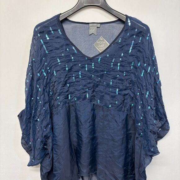 NWT Moda Seta Italy Women Blouse Top Shirt Size Small Built-in Tank D006 -13 - Picture 13 of 16